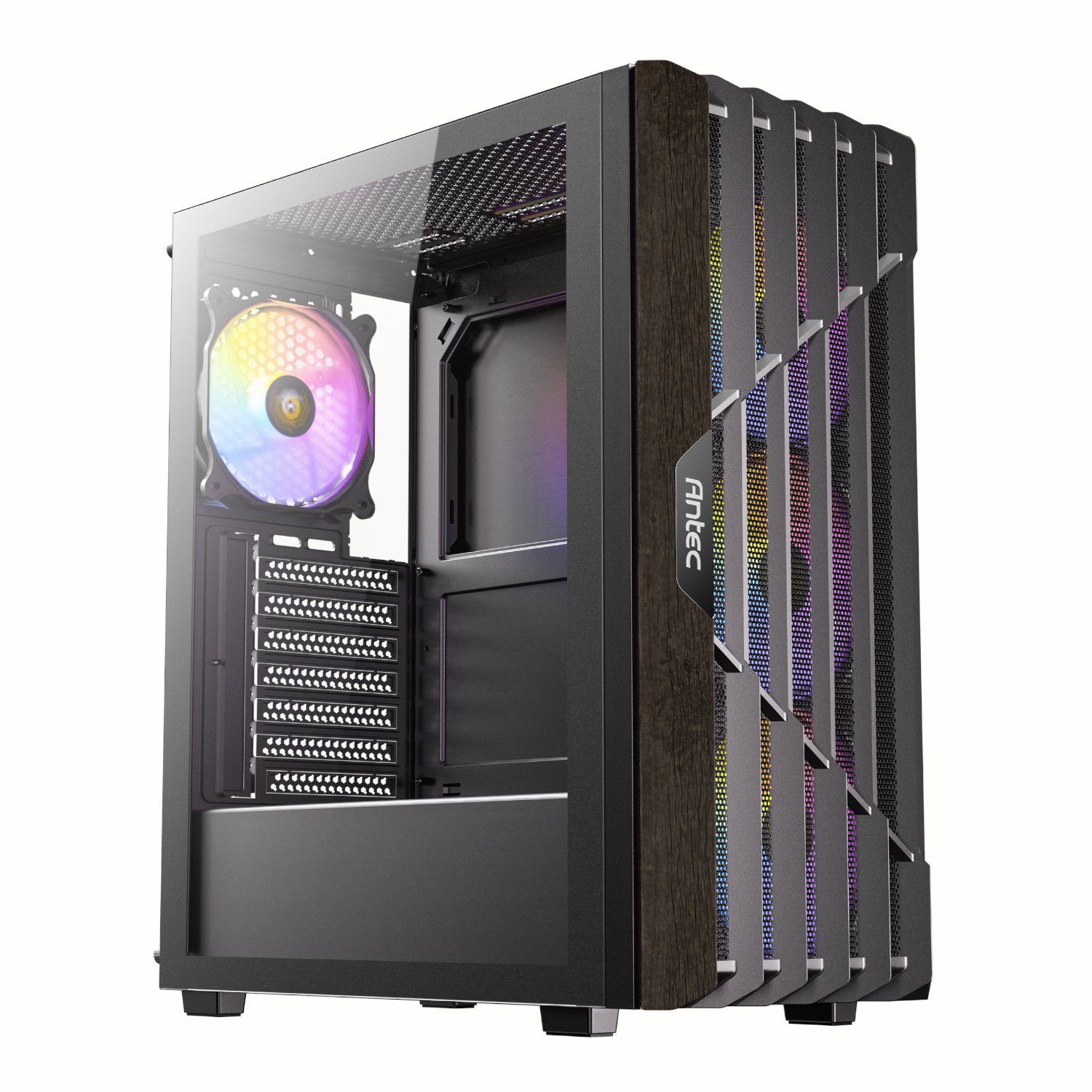 Antec AX63 Wood ARGB ATX Mid Tower Gaming Chassis – Black
