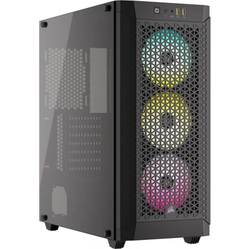 480T RGB Airflow Black Tempered Glass Mid-Tower; 2x 2.5'' Drive Bays; Up to 360mm; 1x 120mm fan incl