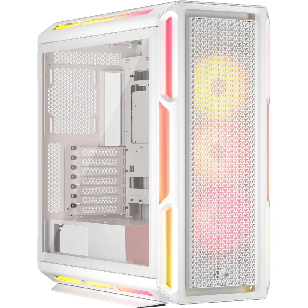 Corsair iCUE LINK 5000T LX RGB, Midi Tower, PC, White, ATX, EATX, micro ATX, Mini-ITX, Plastic, Steel, Tempered glass, Gaming
