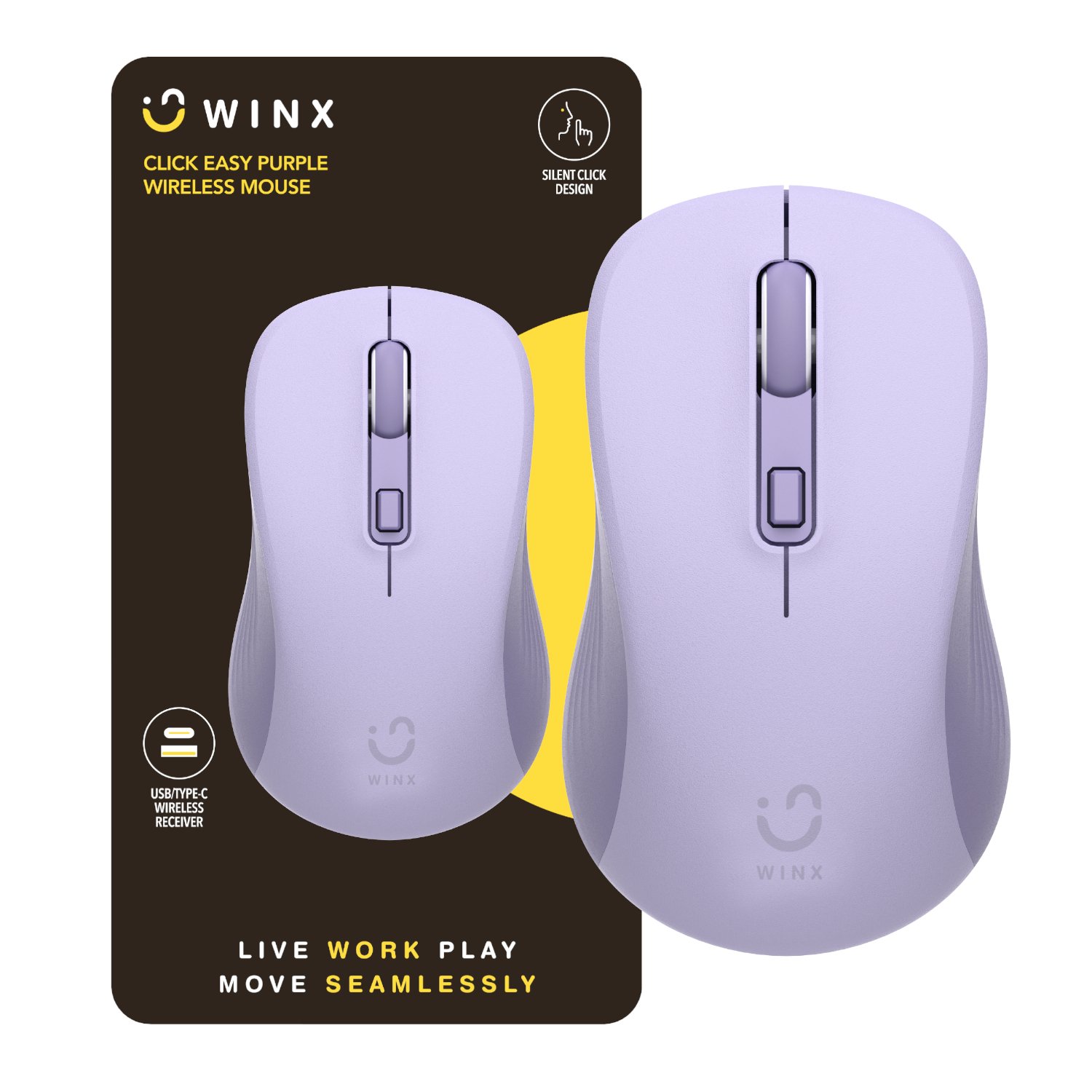 WINX CLICK Easy 1600DPI 2.4GHz Wireless Mouse – Purple