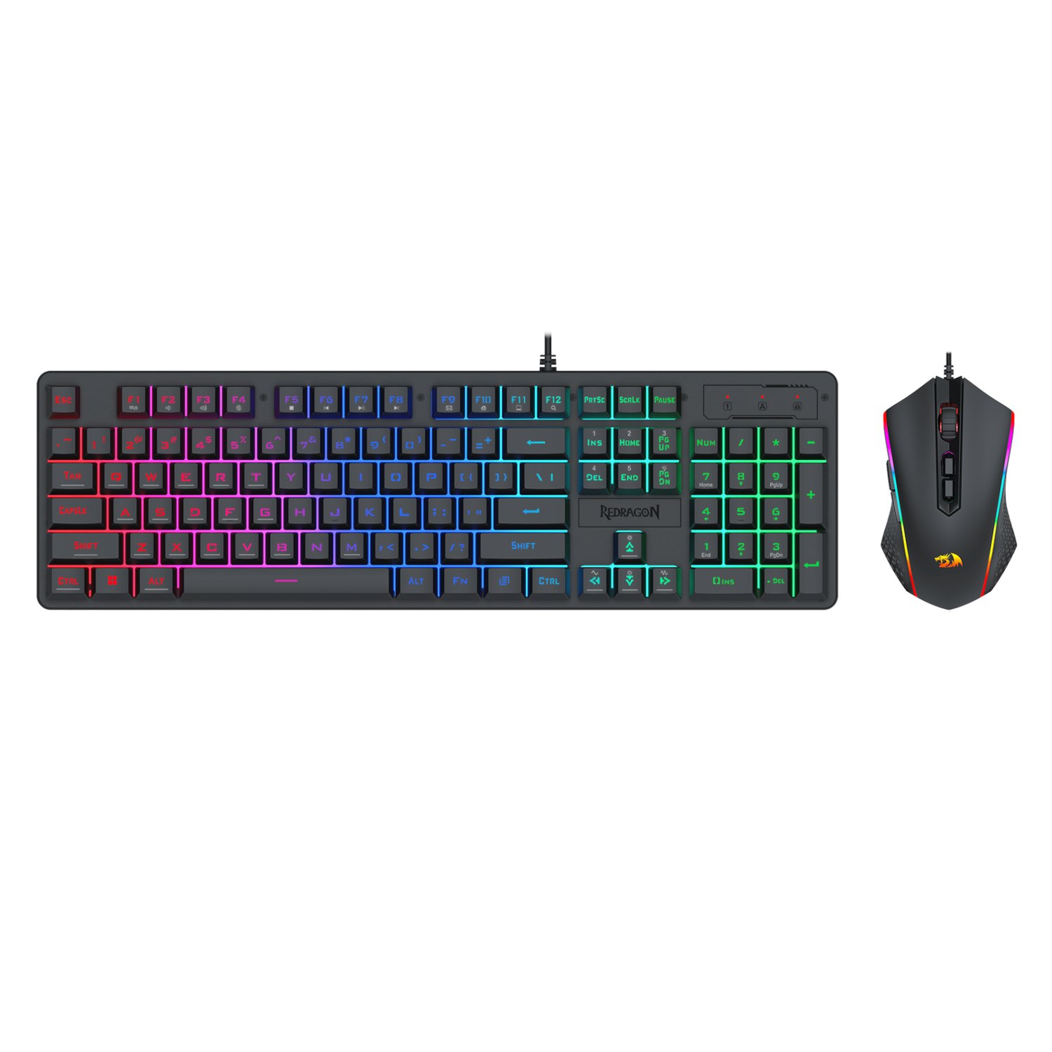  Redragon S107 RGB Gaming Essentials Wired Gaming Keyboard and Mouse Bundle