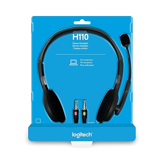 Logitech H110 Stereo Headset, Wired, Office/Call center, 20 - 20000 Hz, 74 g, Headset, Grey