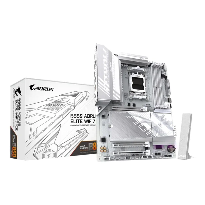 Gigabyte B850 AORUS ELITE WIFI7 ICE AMD B850 Ryzen Socket AM5 ATX Desktop Motherboard